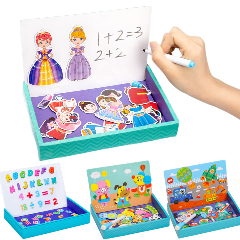 Magnetic Drawing Board - Rompecabezas multifunción de animales, suministros de