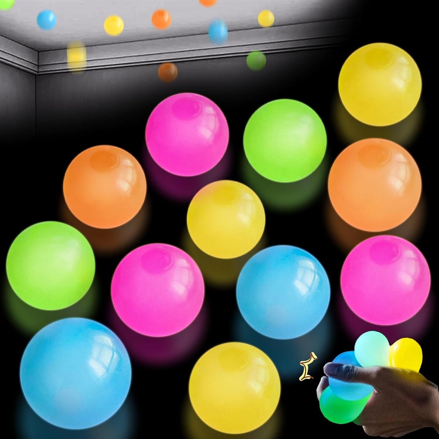 Kids Toys Under £5 - 5/10 Uds. Bolas pegajosas que brillan