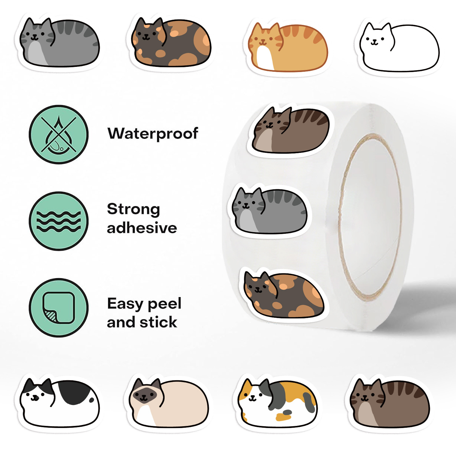 Kids Toys Names - 500 pegatinas de gatos de dibujos