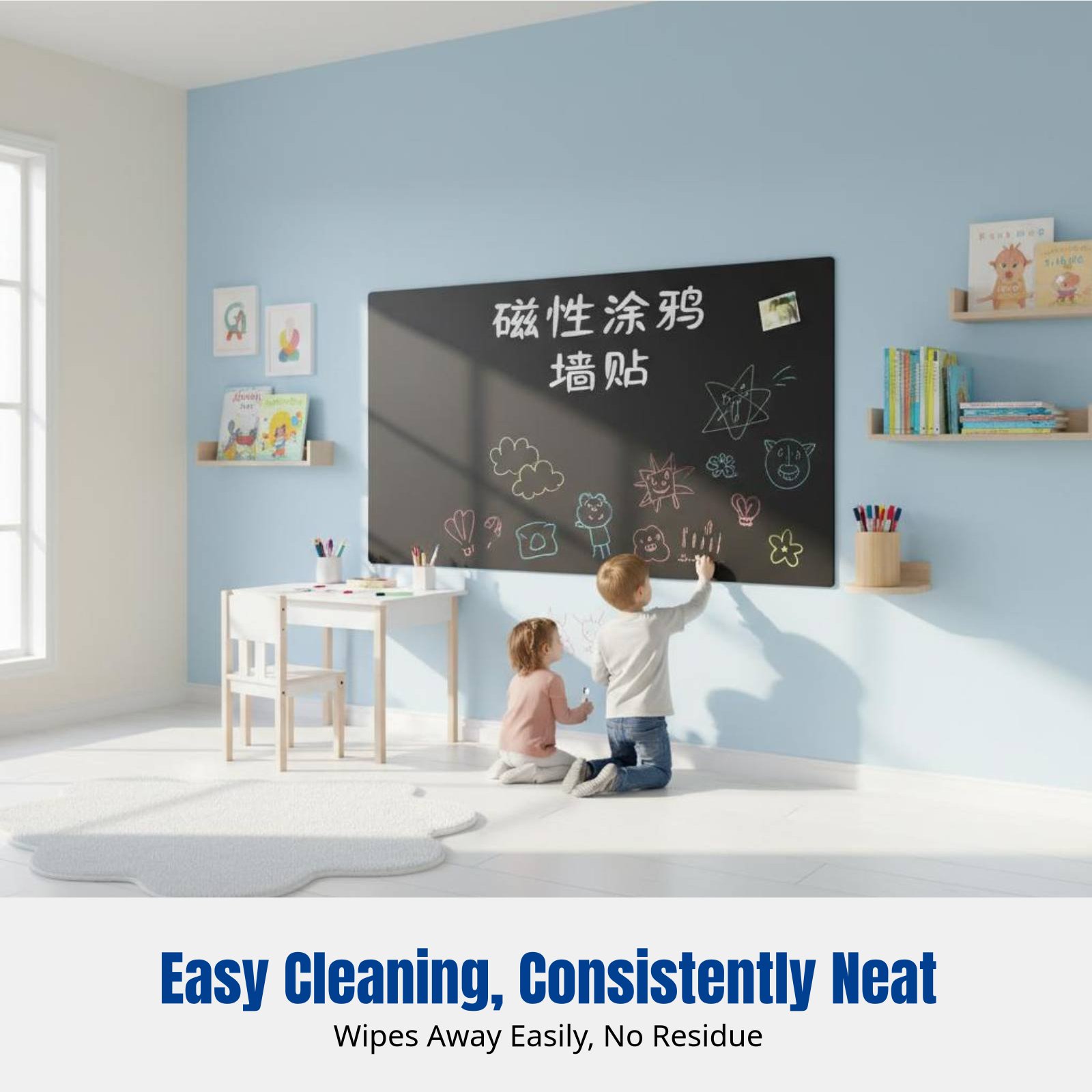 Magnetic Drawing Board - Pizarra Adhesiva de Pared para Niños,